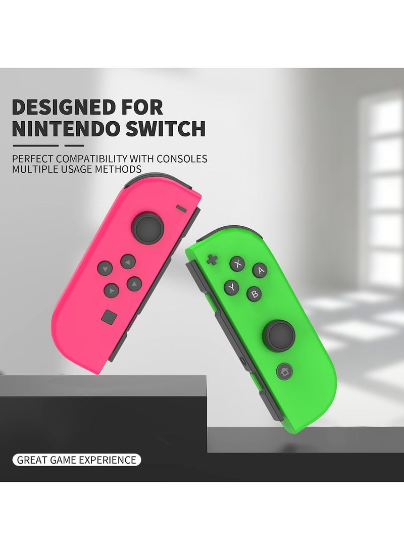 Joy Cons Wireless Controller for Nintendo Switch, L/R Controllers Replacement Compatible with Nintendo Switch/Lite/OLED, Joystick with Wake-up/Screenshot/Dual Vibration (Pink Green)