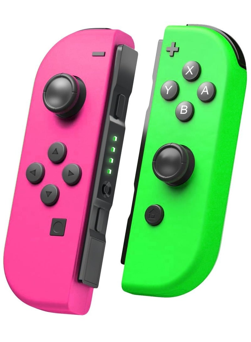 Joy Cons Wireless Controller for Nintendo Switch, L/R Controllers Replacement Compatible with Nintendo Switch/Lite/OLED, Joystick with Wake-up/Screenshot/Dual Vibration (Pink Green)