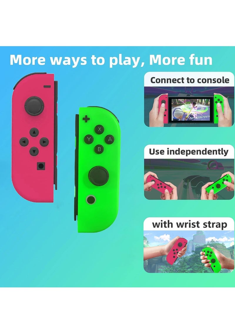 Joy Cons Wireless Controller for Nintendo Switch, L/R Controllers Replacement Compatible with Nintendo Switch/Lite/OLED, Joystick with Wake-up/Screenshot/Dual Vibration (Pink Green)