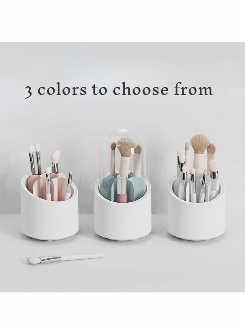 Makeup Brush Holder, 360 Rotating Makeup Organizer, Clear Makeup Display Cases Organizer for Vanity Organizers Brush Storage (Blue)