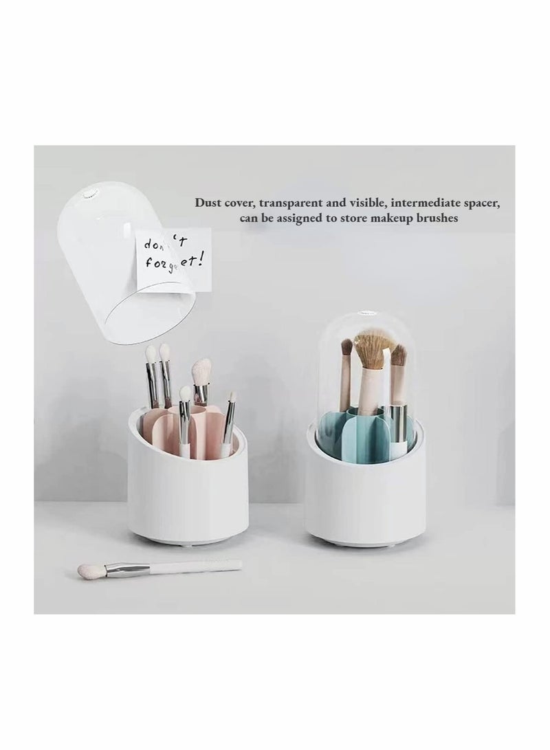 Makeup Brush Holder, 360 Rotating Makeup Organizer, Clear Makeup Display Cases Organizer for Vanity Organizers Brush Storage (Blue)
