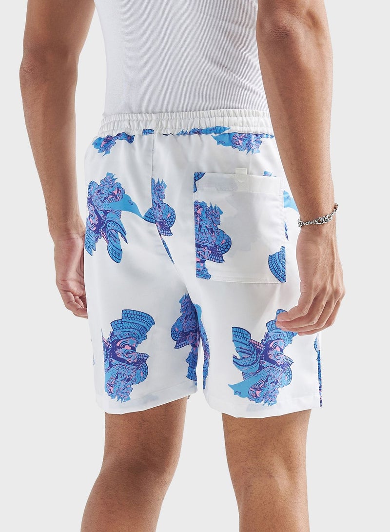 Graphic Drawstring Shorts