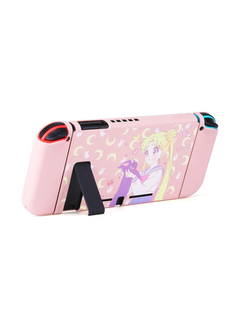 Switch Protective Cover,  Liquid Silicone Protective Case for Switch, Soft Slim Grip Cover Shell for Console and Joy-Con, Scratch, Crack Resistant, Easy Install (Sailor Moon)