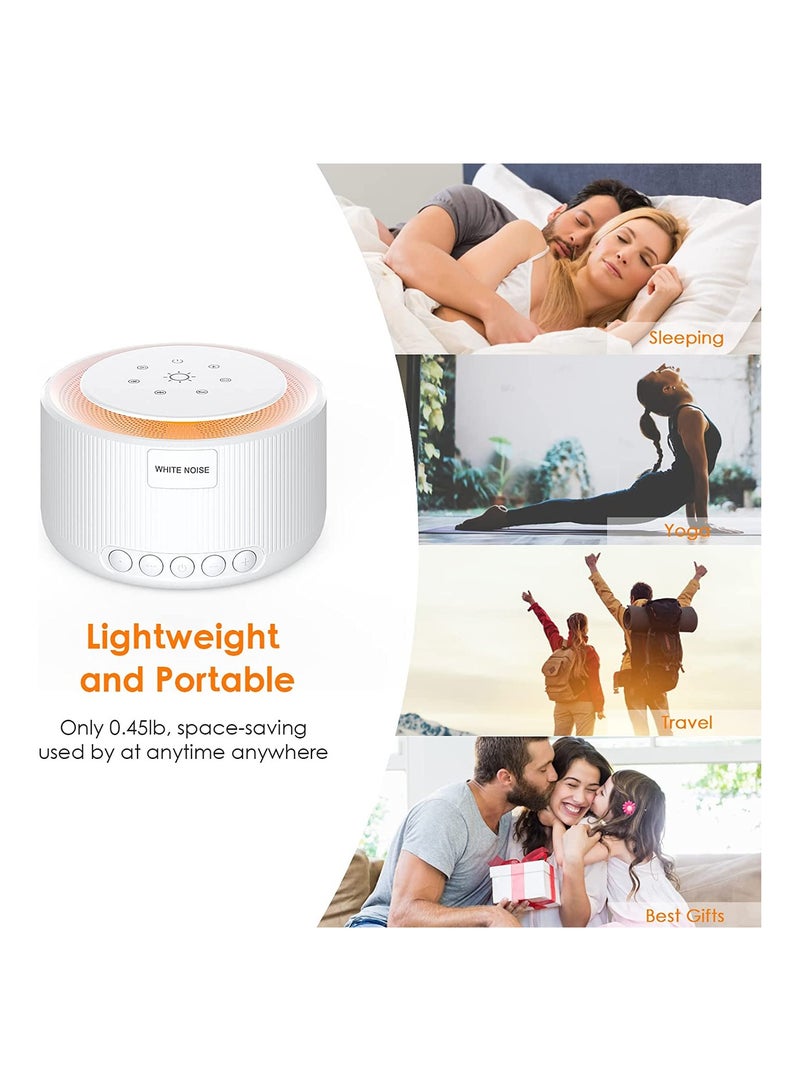 SYOSI Sleep Sound Machine, White Noise Machine with 30 Natural Soothing Sounds, 30 Level Volume Light 3 Timer Memory Function, Noise Machine Powered by AC or USB, for Adults, Baby and Kids