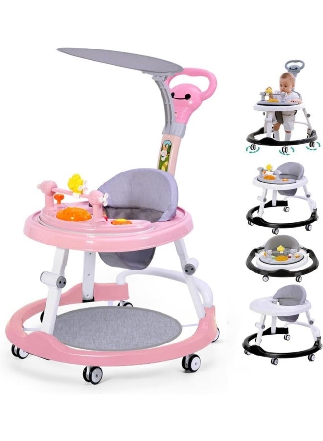 Baby Walker,Baby Walker Foldable,Foldable Height Adjustable Baby Walker with Wheels, Infant Toddler Walker, Anti-Fall Baby Walkers and Activity Center Bouncer Combo,for Boys and Girls