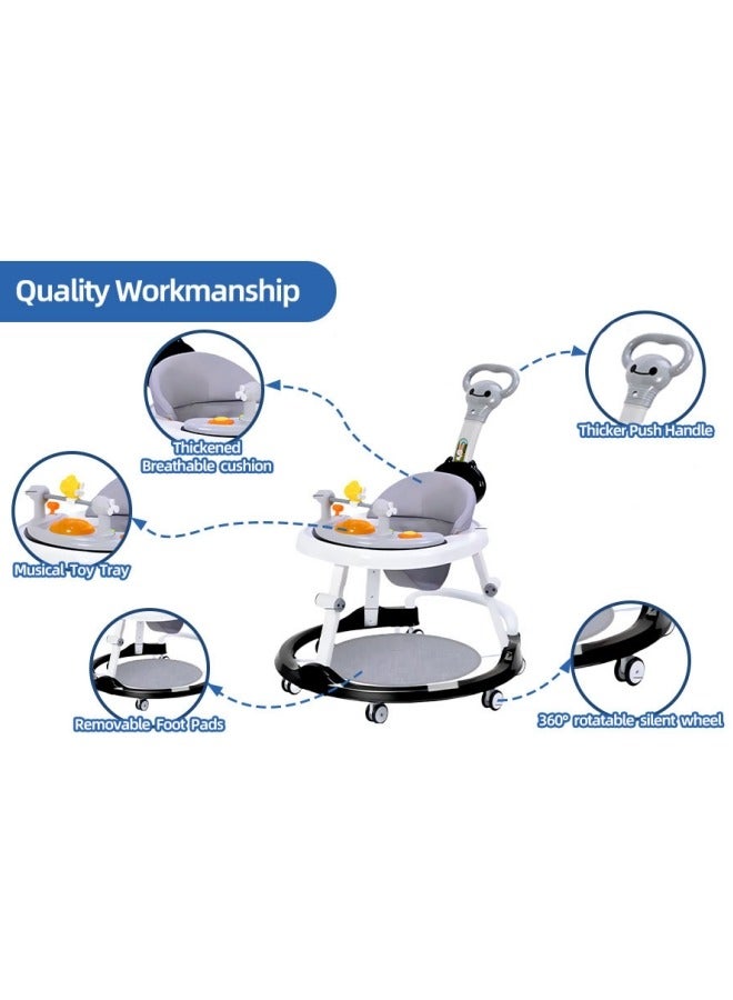 Baby Walker,Baby Walker Foldable,Foldable Height Adjustable Baby Walker with Wheels, Infant Toddler Walker, Anti-Fall Baby Walkers and Activity Center Bouncer Combo,for Boys and Girls
