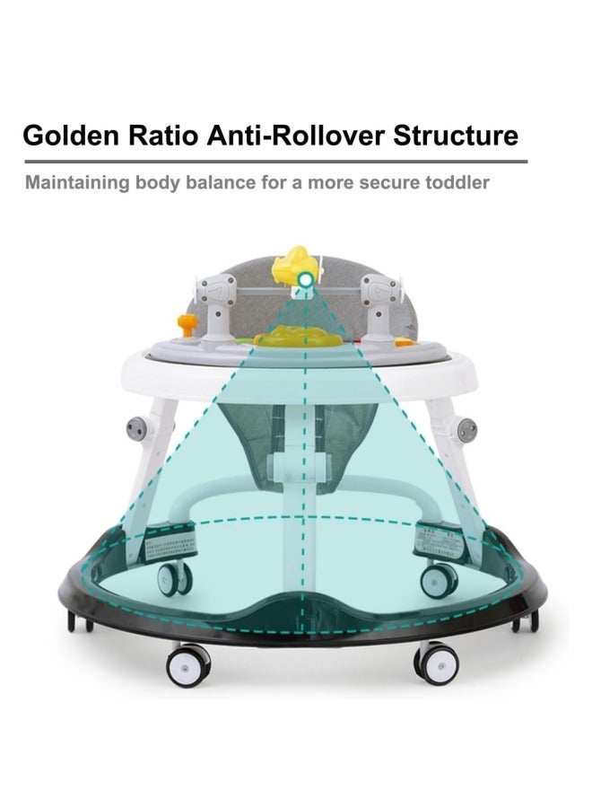 Baby Walker,Baby Walker Foldable,Foldable Height Adjustable Baby Walker with Wheels, Infant Toddler Walker, Anti-Fall Baby Walkers and Activity Center Bouncer Combo,for Boys and Girls
