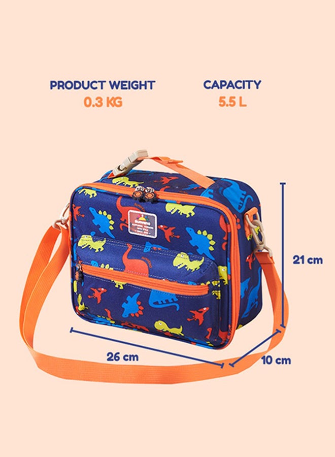 Lunch Bag With Shoulder Strap - Dino Blue