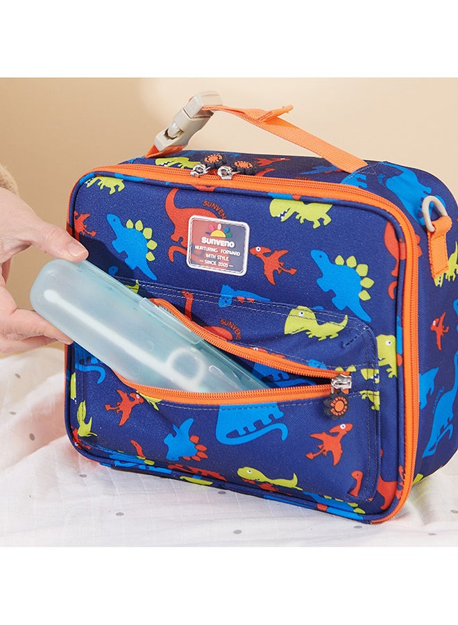 Lunch Bag With Shoulder Strap - Dino Blue