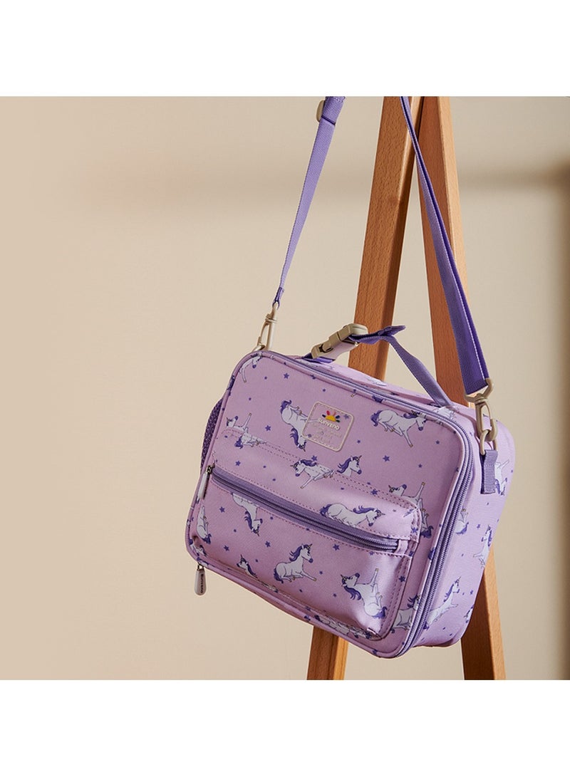 Lunch Bag With Shoulder Strap - Unicorn Purple