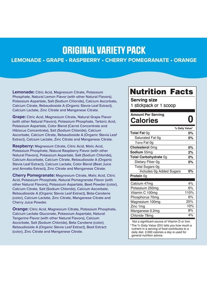 Daily Electrolyte Drink Mix – Original Variety, 20 Stickpacks – Hydration Packets with 6 Electrolytes & Minerals – Keto Friendly, Vegan, Non- GMO & Sugar-Free Electrolyte Powder