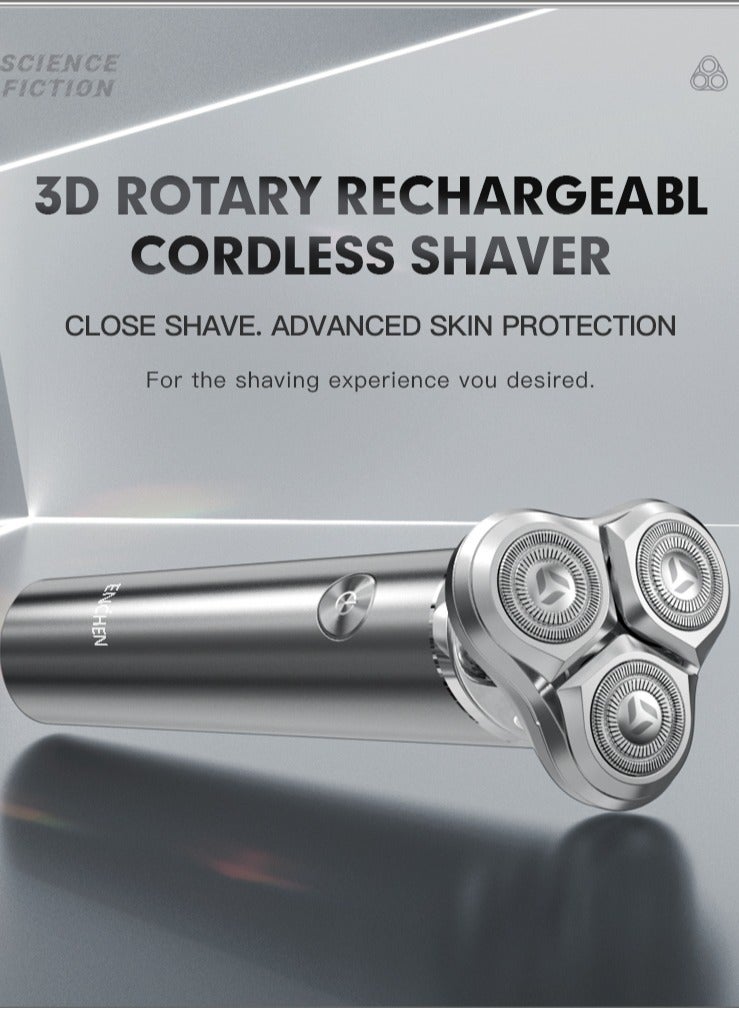 X6 Electric Shaver Men's Beard Cutter Washable Silver Shaver Magnetic Three-Blade Head