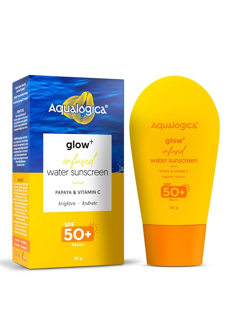 Aqualogica Glow+ nfused Water All Skin Type Sunscreen Spf 50+ Pa+ With Papaya&Vitamin C Ultralight Water 50G