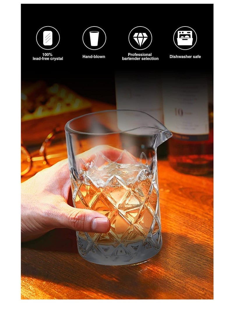 Bar Co ck ta il Mixing Glass, Seamless Co ck ta il Pitcher for Stirred Co ck ta il with Weighted Bottom, Old Fashioned Bartender Accessory and Tool   18oz 500ml
