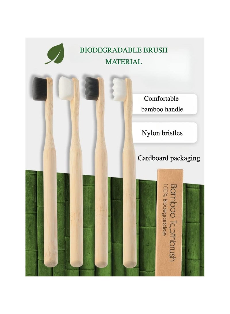 Bamboo Toothbrush, 4 Pack Extra Soft Bristles, 20000 Soft Natural Bristle Toothbrush, Biodegradable Toothbrushes, Eco Friendly Toothbrushes for Sensitive Teeth Gum Recession, Excellent Gift