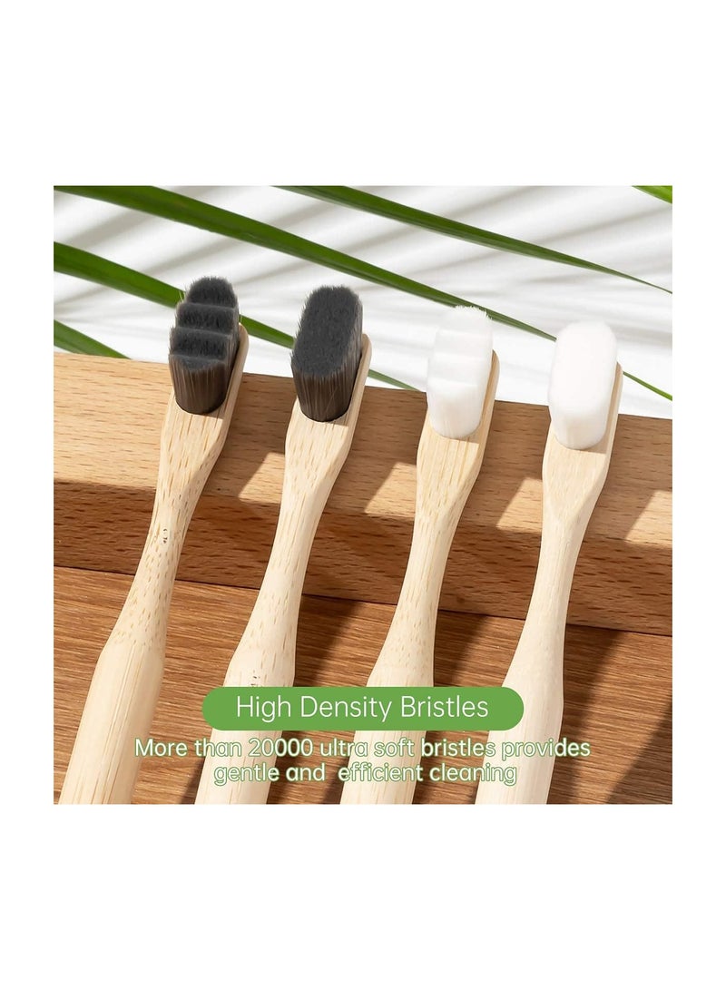 Bamboo Toothbrush, 4 Pack Extra Soft Bristles, 20000 Soft Natural Bristle Toothbrush, Biodegradable Toothbrushes, Eco Friendly Toothbrushes for Sensitive Teeth Gum Recession, Excellent Gift