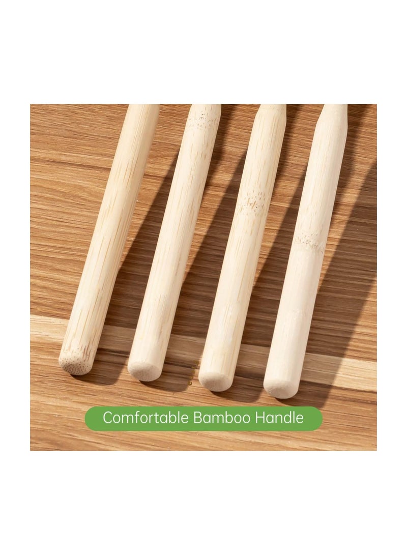 Bamboo Toothbrush, 4 Pack Extra Soft Bristles, 20000 Soft Natural Bristle Toothbrush, Biodegradable Toothbrushes, Eco Friendly Toothbrushes for Sensitive Teeth Gum Recession, Excellent Gift