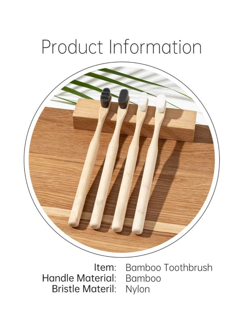 Bamboo Toothbrush, 4 Pack Extra Soft Bristles, 20000 Soft Natural Bristle Toothbrush, Biodegradable Toothbrushes, Eco Friendly Toothbrushes for Sensitive Teeth Gum Recession, Excellent Gift