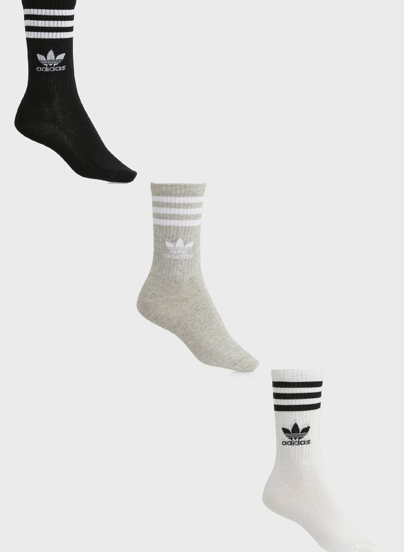 3 Pack Mid Cut Crew Socks