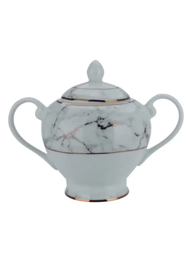 26 Pieces White Porcelain Tea and Coffee Serving Set Gray Pattern