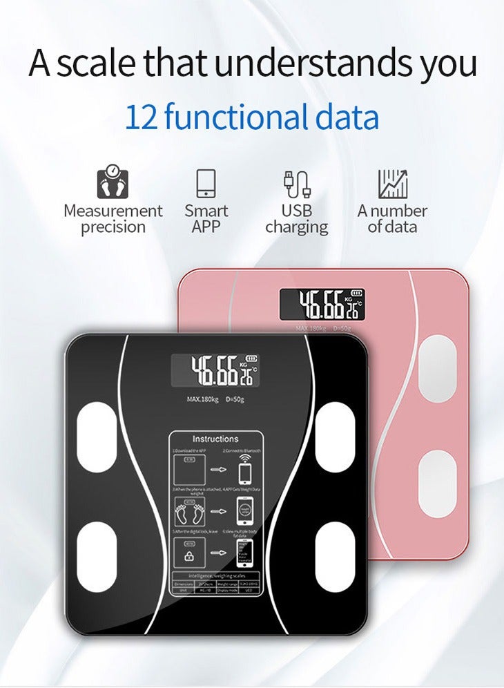 Smart Bluetooth Body Weight Scale, Digital Home Health Scale with Body Fat Measurement and APP Integration