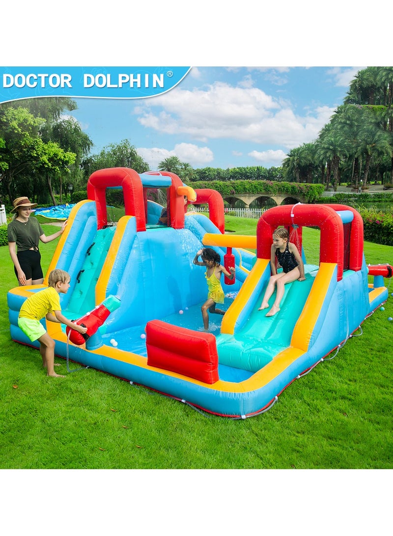 Doctor Dolphin Inflatable Bounce House with Water Slide, Water Blower and Air Blower 73033