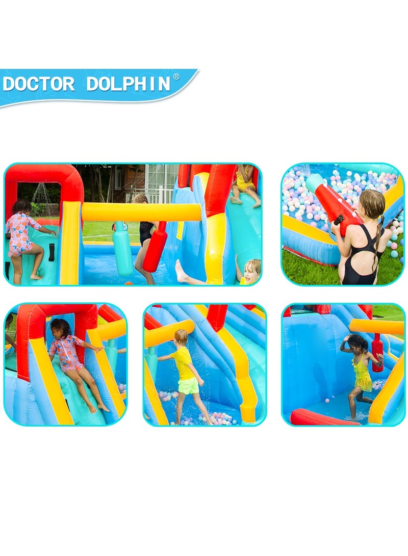 Doctor Dolphin Inflatable Bounce House with Water Slide, Water Blower and Air Blower 73033