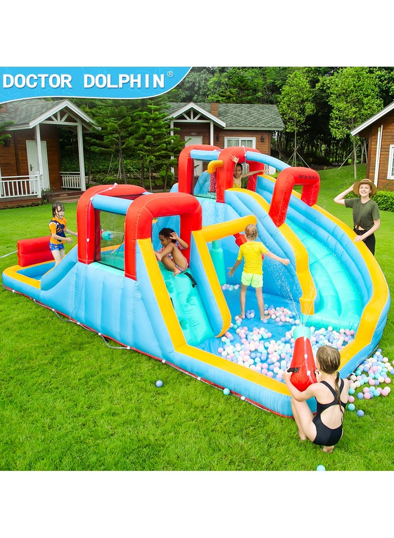 Doctor Dolphin Inflatable Bounce House with Water Slide, Water Blower and Air Blower 73033