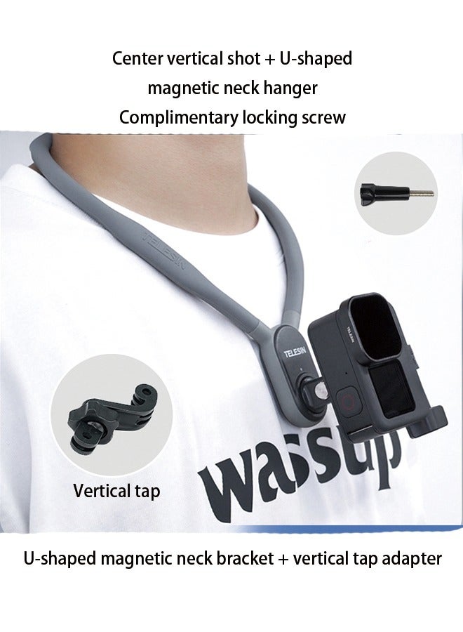 TELESIN Gopro12 Magnetic Halter Bracket Collar X4/X3 Ace DJI Action4 Halter Neck Fixing Bracket