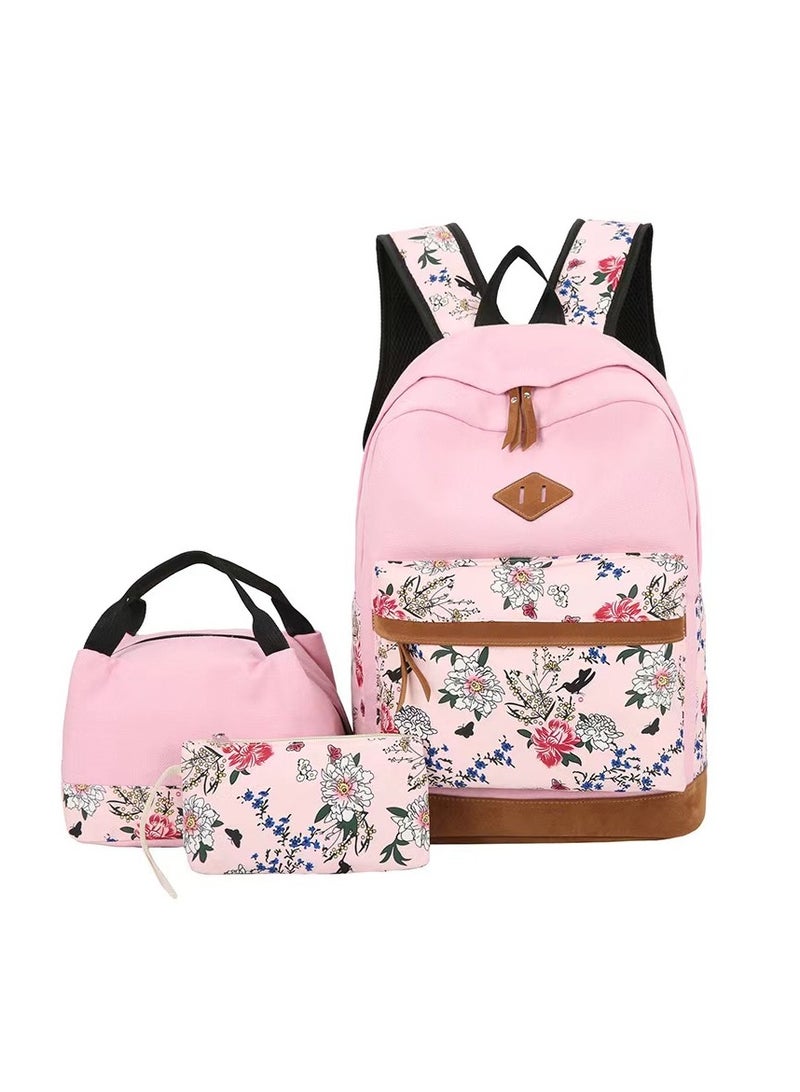 2024 New Polyester Printed Zipper Children's Backpack Set Pink/Blue