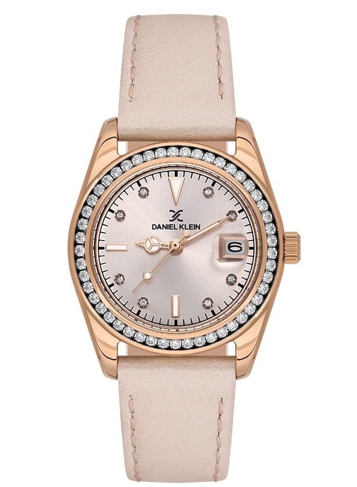 DANIEL KLEIN PREMIUM WOMENS LEATHER STRAP WATCH - DK.1.13714-5