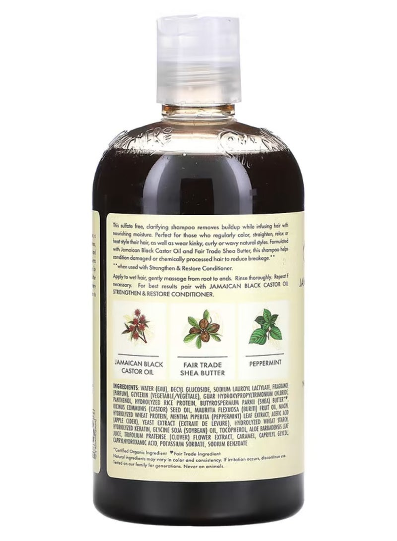 Jamaican Black Castor Oil Strengthen & Restore Shampoo, 13 oz - Promotes Hair Growth, Cleanses and Detoxifies, Sulfate-Free