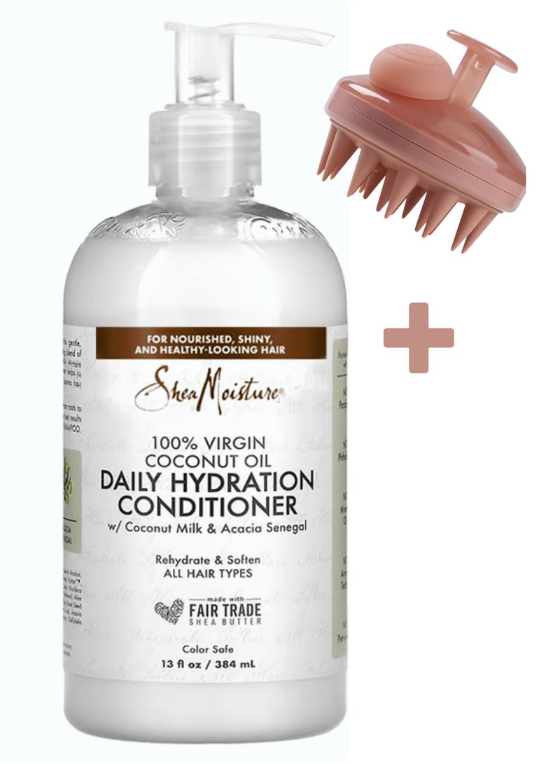 100% Virgin Coconut Oil Daily Hydration Conditioner, 13 oz - Replenishes Moisture, Detangles, and Softens, Sulfate-Free