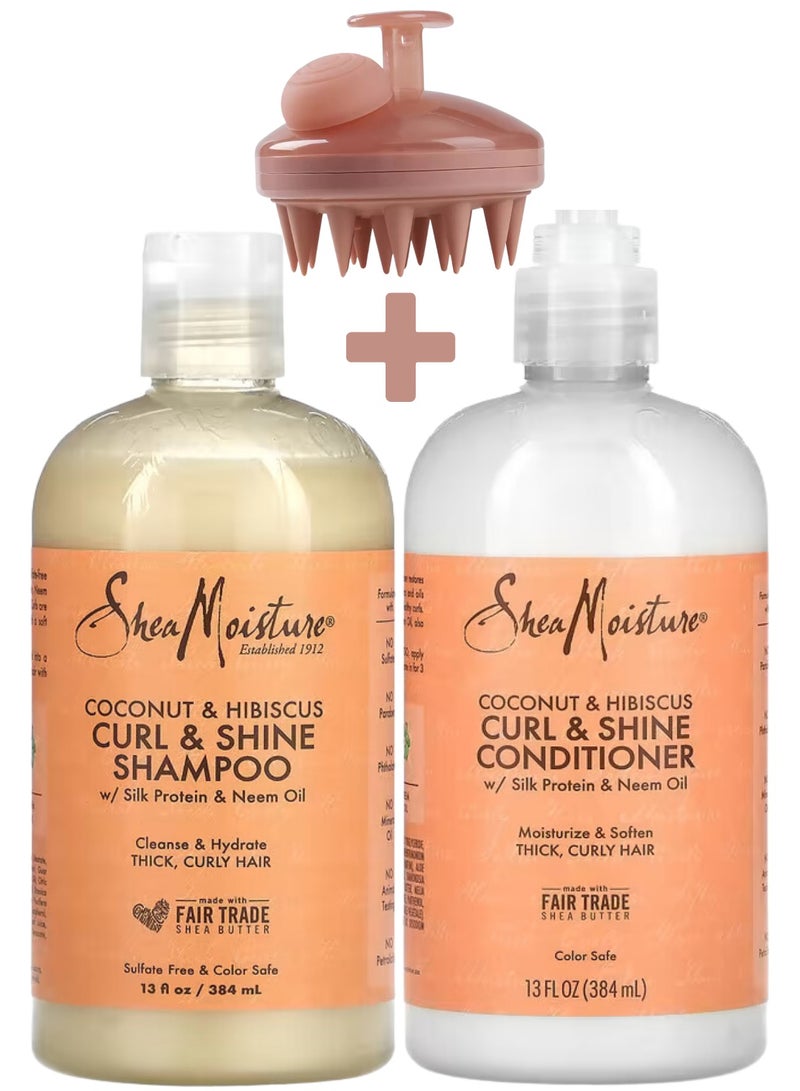 Ultimate Curl Care Combo - Assorted Shampoos & Coconut and Hibiscus Curl and Shine Conditioner, 13 oz - Enhances Curls, Adds Shine, Sulfate-Free