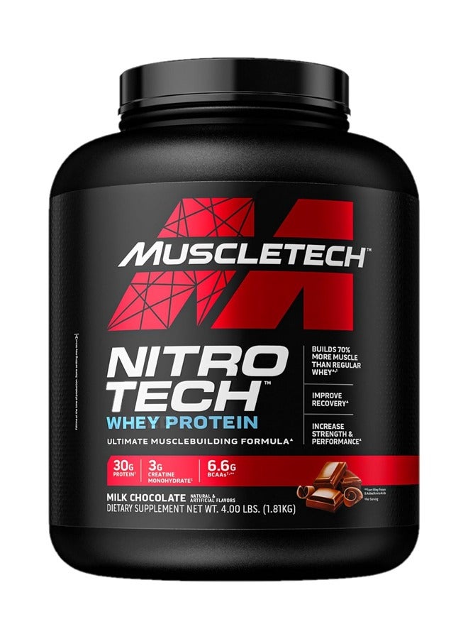 NitroTech Whey Protein Ultimate Muscle Building Formula, Milk Chocolate, 4 LBS