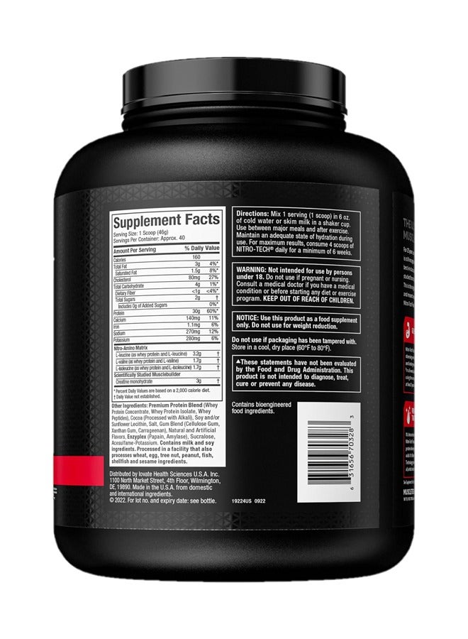 NitroTech Whey Protein Ultimate Muscle Building Formula, Milk Chocolate, 4 LBS