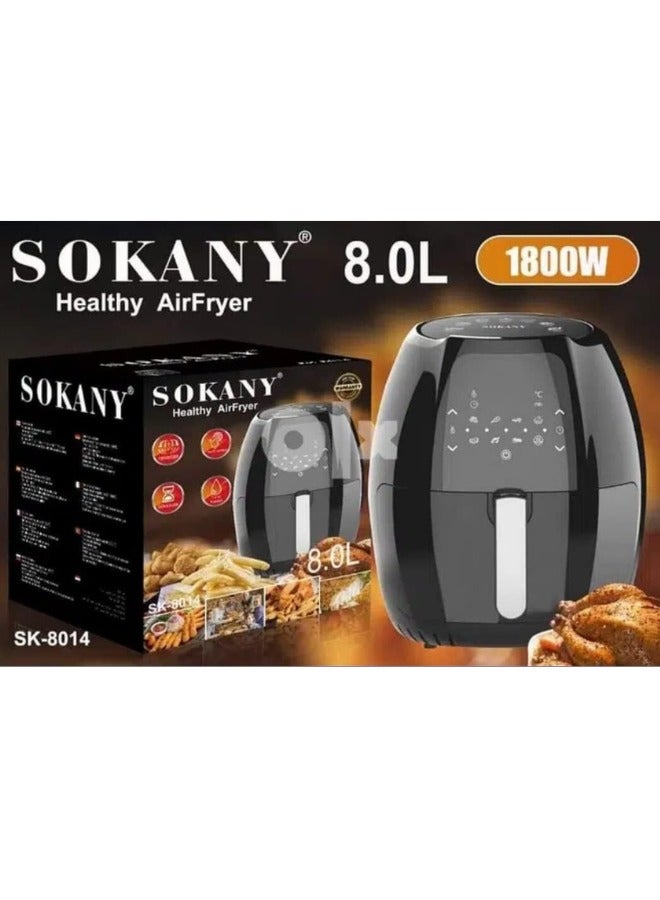 Digital Air Fryer 8L with Digital Touch, 1800 Watt Oil-Free Healthy Air Frying Pan SK-8014