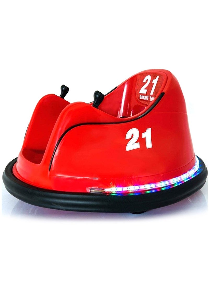 Kids Electric Rideon Drift Toy Bumber Car Swing Style With Led Lighting Joystick Control Indoor And Outdoor Ride on Drifting Car Best For Kids - Red