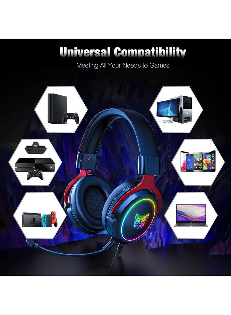 ONIKUMA X10 RGB Wired Gaming Headset With Detachable Mic