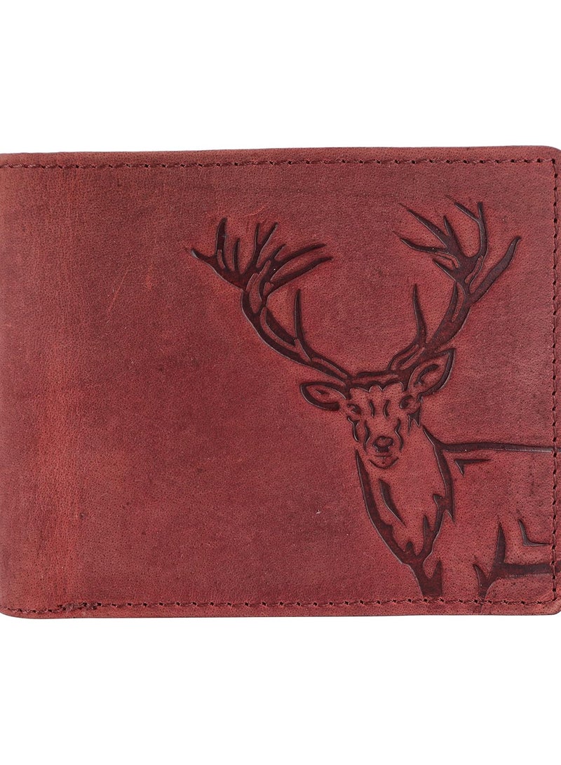 LONDON ALLEY Elk Vintage Red Men's Leather Wallet