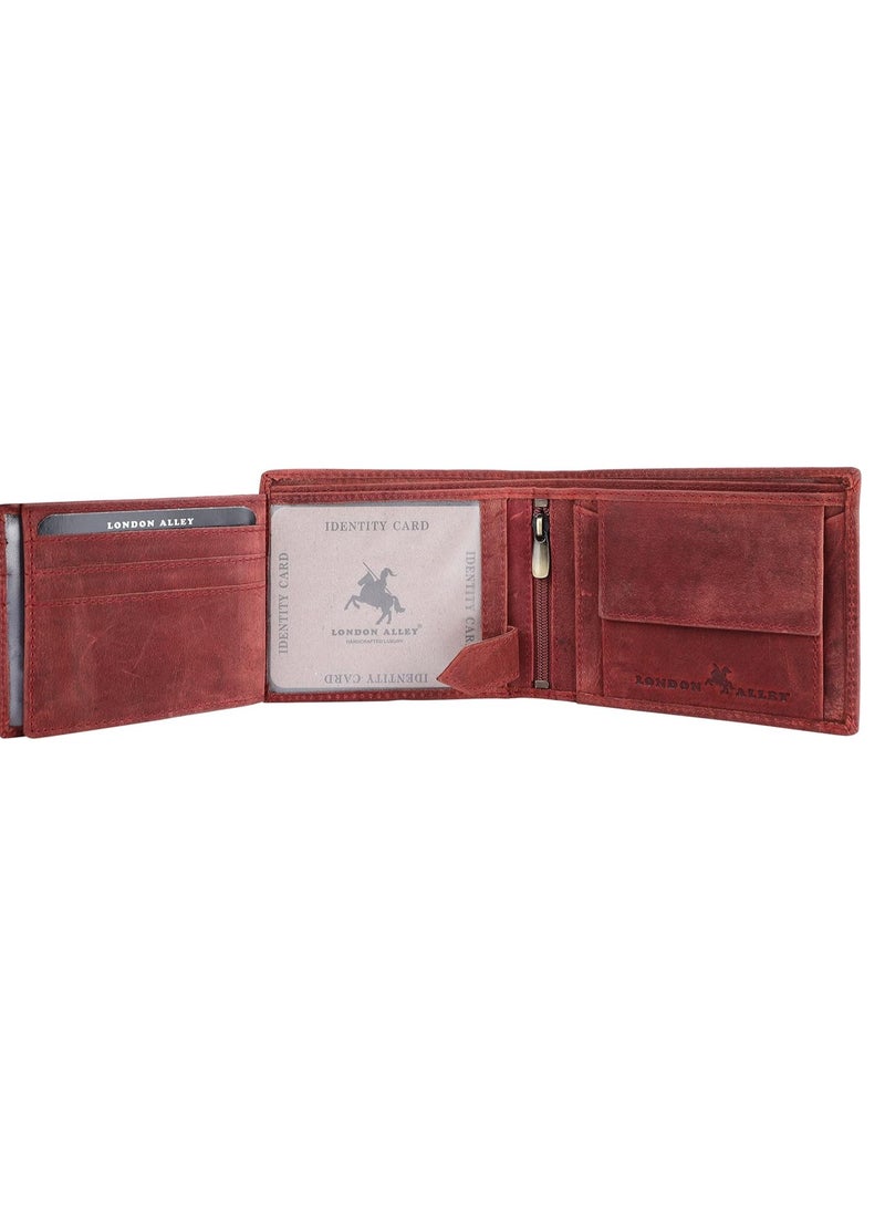 LONDON ALLEY Elk Vintage Red Men's Leather Wallet