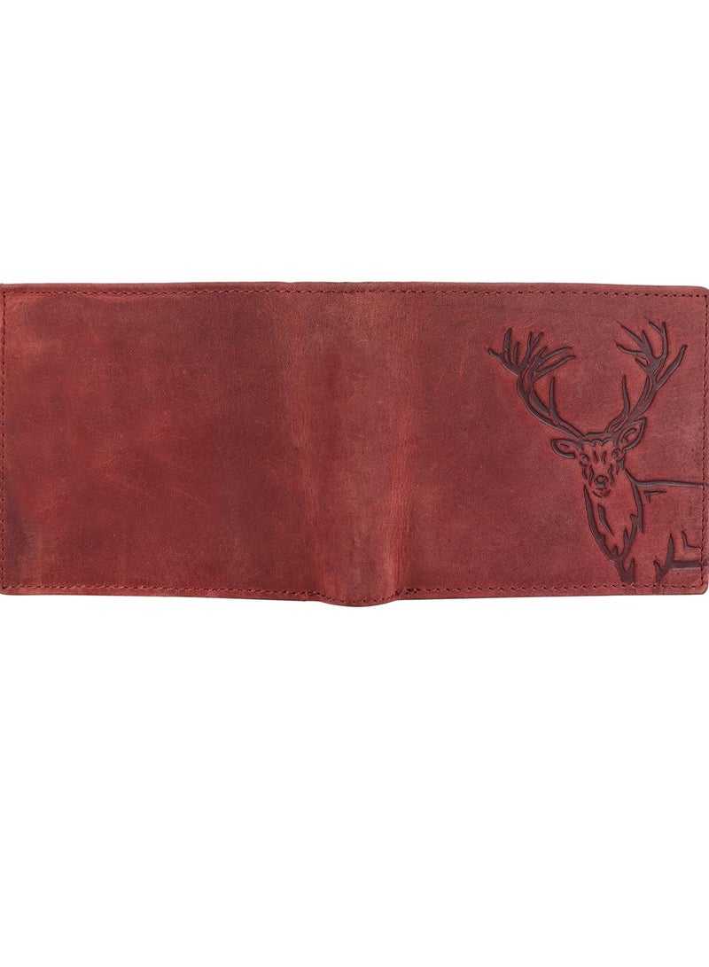 LONDON ALLEY Elk Vintage Red Men's Leather Wallet