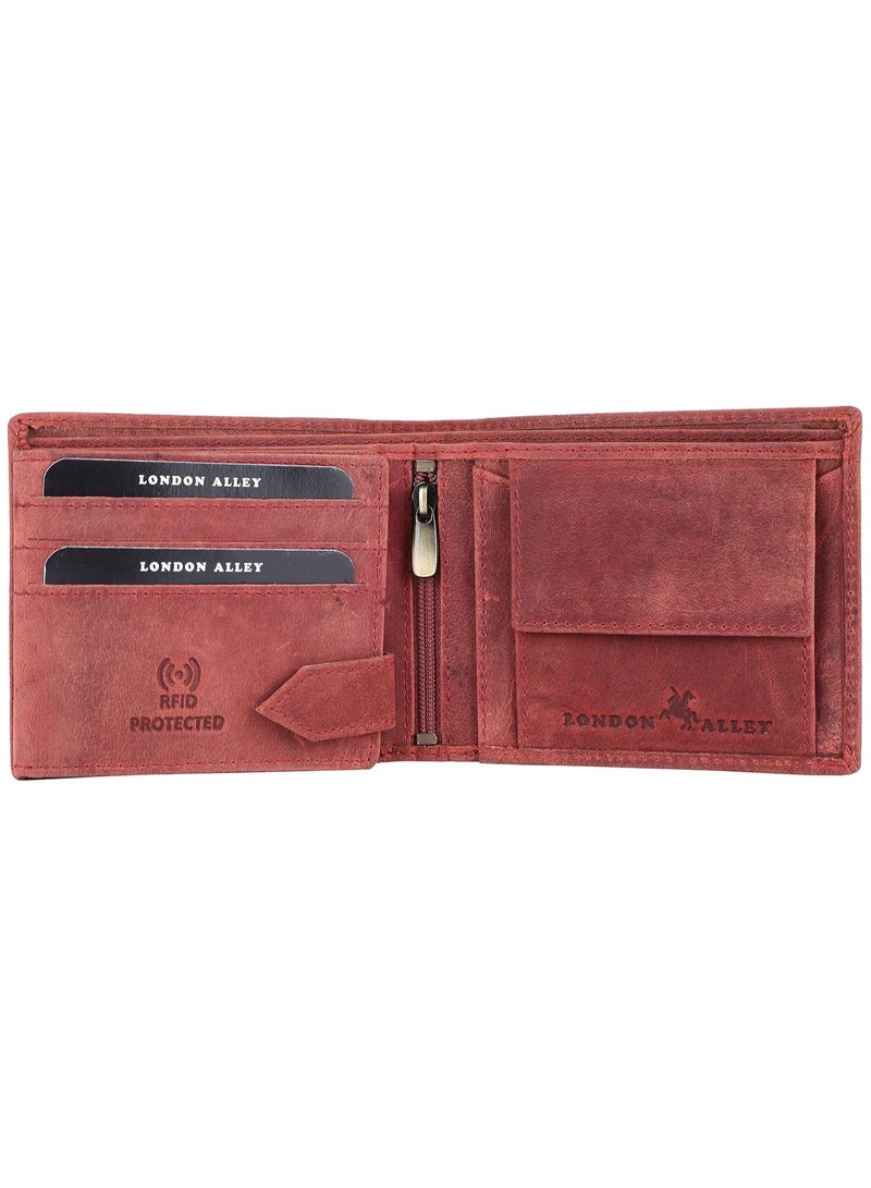 LONDON ALLEY Elk Vintage Red Men's Leather Wallet