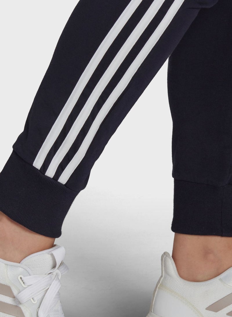 Side Stripes Detail Mid-Rise Cuffed Sweatpants Navy Blue/White