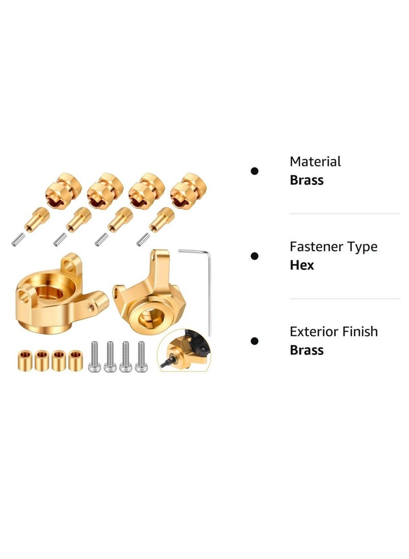 Hex hub Extended Wheel Wheel Spacers Brass Weight Hex Hub Extended Combiner with a Cross Wrench Compatible SCX24 AXI90081 Upgrades Parts 1/24 RC Crawler Car Accessories Golden