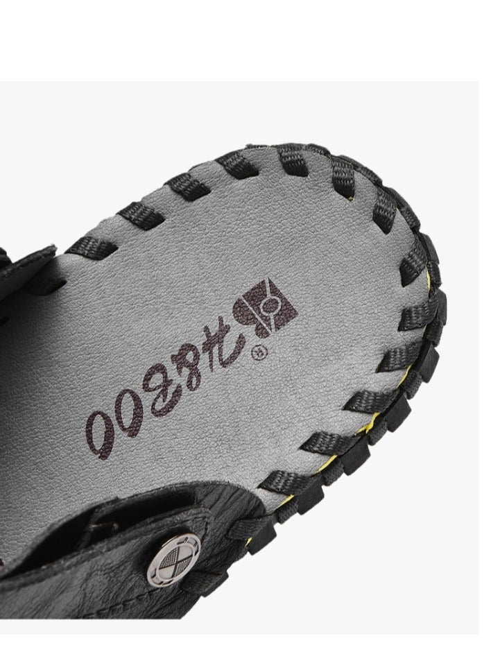 Outdoor Beach Sandals Men's Trendy Genuine Leather Men's Sandals and Slippers