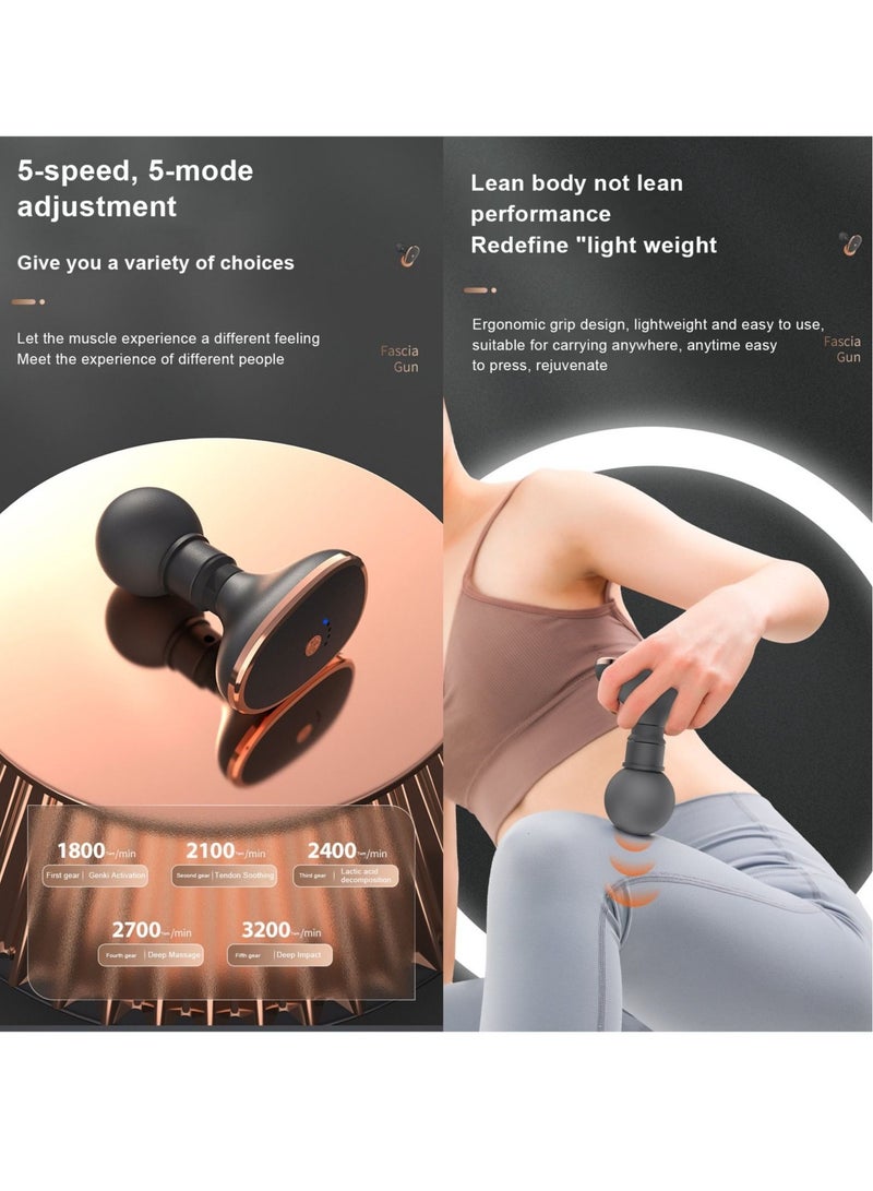 Set of Electric Hot Water Bag with Massager for Body Pain + 5-Speed Mini Portable USB Rechargeable Massage Gun – Deep Tissue Muscle Massager for Body and Neck Pain Relief, Fitness Recovery Tool