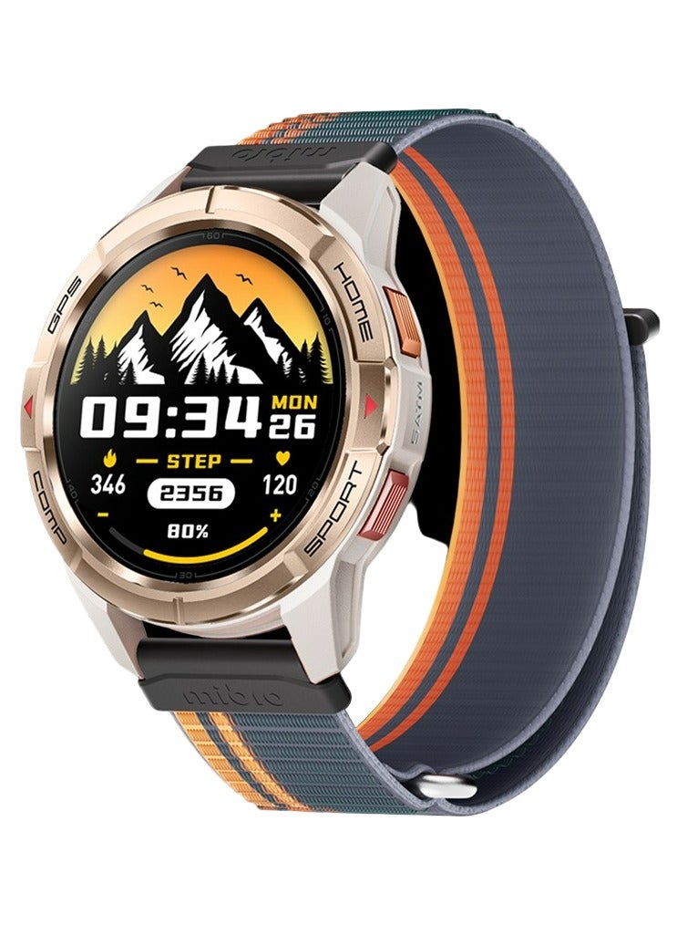 GS Active Smartwatch, 1.3 Inch AMOLED Display, GPS Global Positioning System, 10 Axis Motion Senor, Seek Beats Seek Beats Exercise Algorithm, 24-Hour Health Management, Dual Strap, Gold