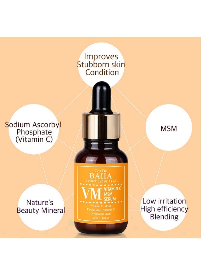 Vitamin C Facial Serum With Msm For Fades Age Spots Smoothing Fine Lines + Dark Spots Pore Refining Resurfacing 1 Fl Oz (30Ml)