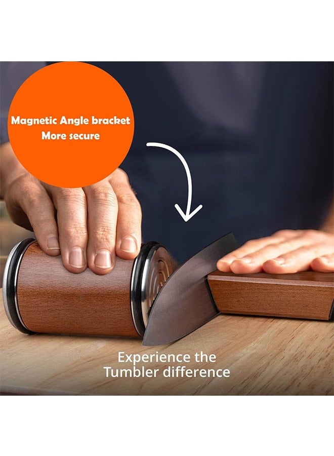 Rolling Knife Sharpener Kit, magnetic knife sharpener with Two Fixed Angles 15 and 20 ​Degrees, Wooden roller sharpener for knives for Pocket Knife, Kitchen Knives, Chef Knife Set.